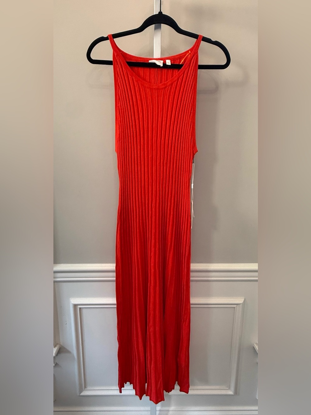 Devotion by Cyrus Pleated Maxi Dress Coral Red Sleeveless XL NWT